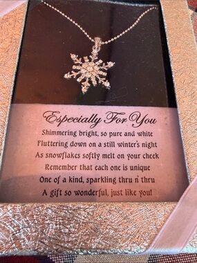 Rose Gold Snowflake Pendant Necklace with Crystal Accents